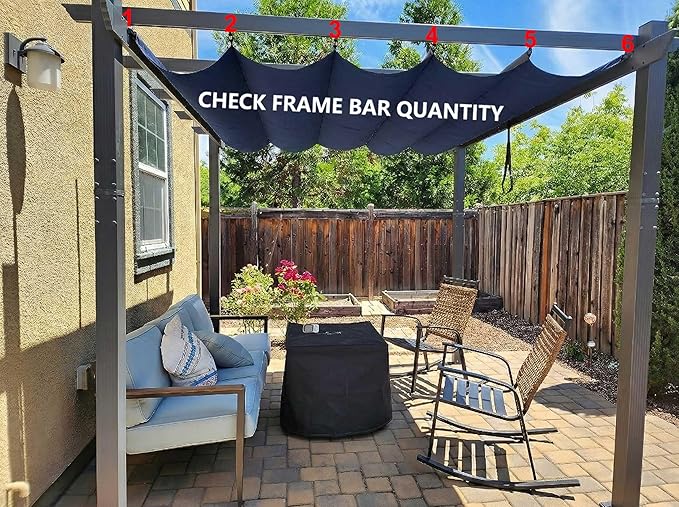 Pergola Shade Cover Replacement Canopy Top Compatible with 10 X 10 ft 6-Bar Pergola Frames - Navy Blue (Canopy Size 116" W x 95" L, Canopy Top Only)