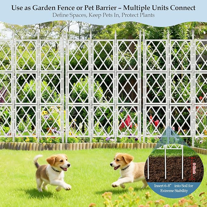 5.25FT Garden Trellis for Climbing Plants Outdoor, White Iron Pipe Support Fence, Metal Wall Trellis Climbing Frame, Trellis for Potted Plants Indoor for Ivy Vines Vegetable Flower