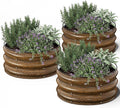 Kesfitt Round Metal Raised Garden Bed, 2x2x1 FT, 12-Inch Deep Galvanized Steel Garden Bed with Open Bottom for Vegetables & Herbs, Walnut Finish, 3 Pack