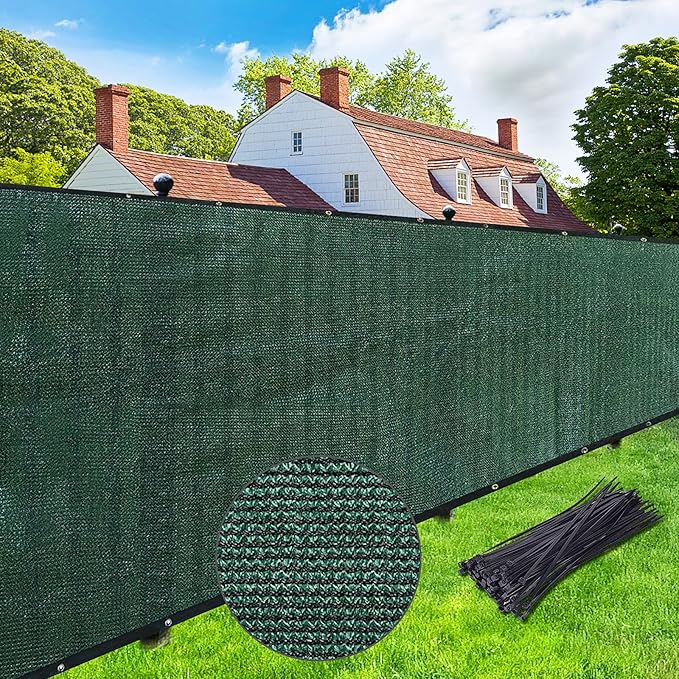 UPGRADE Fence Privacy Screen 8' x 25' Fence Commercial Shade Cover with Brass Grommets Heavy Duty Perfect for Outdoor Back Yard-Dark Green, Customizable