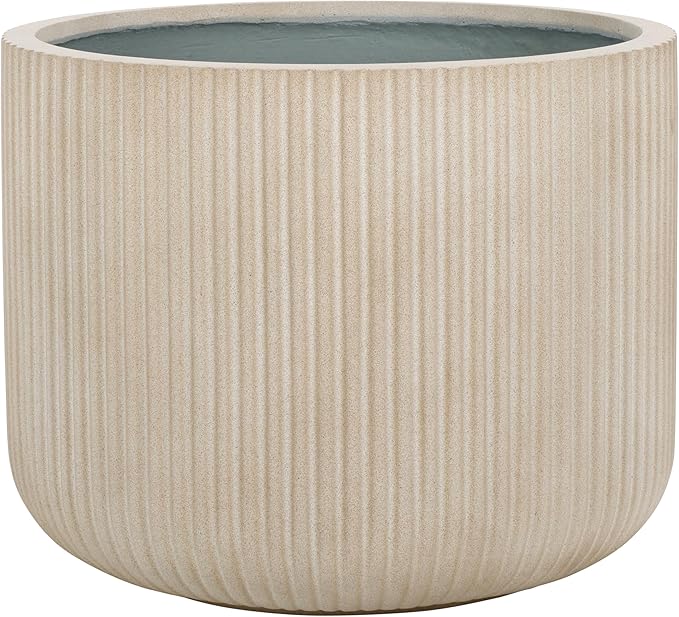 SAFAVIEH Outdoor Collection Lucca Beige Cement Ficonstone Planter Pot