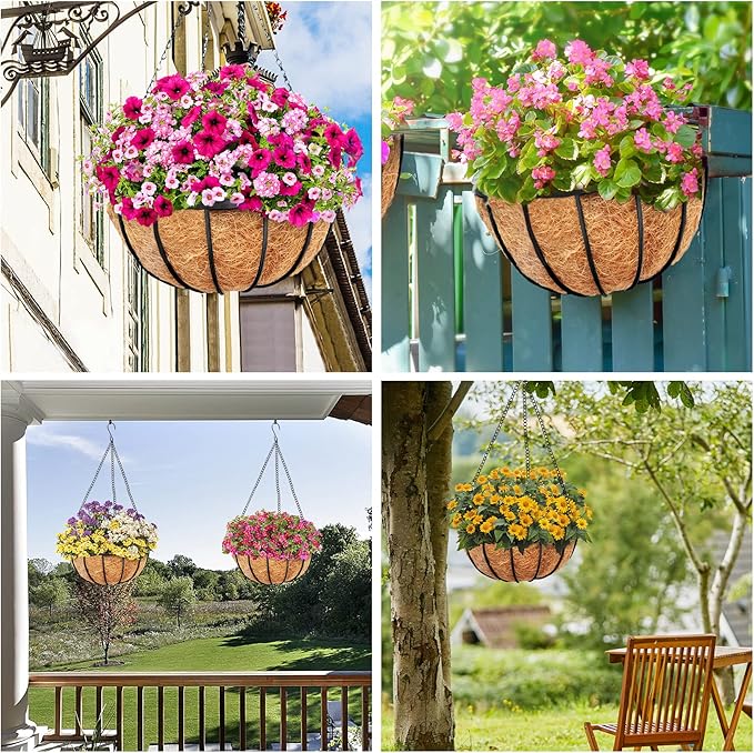 Y&M 2pcs 10“ Round Coconut Fiber Liner, 10'' Coco Liner Pre-Formed Replacement for Wall Hanging Planter Basket