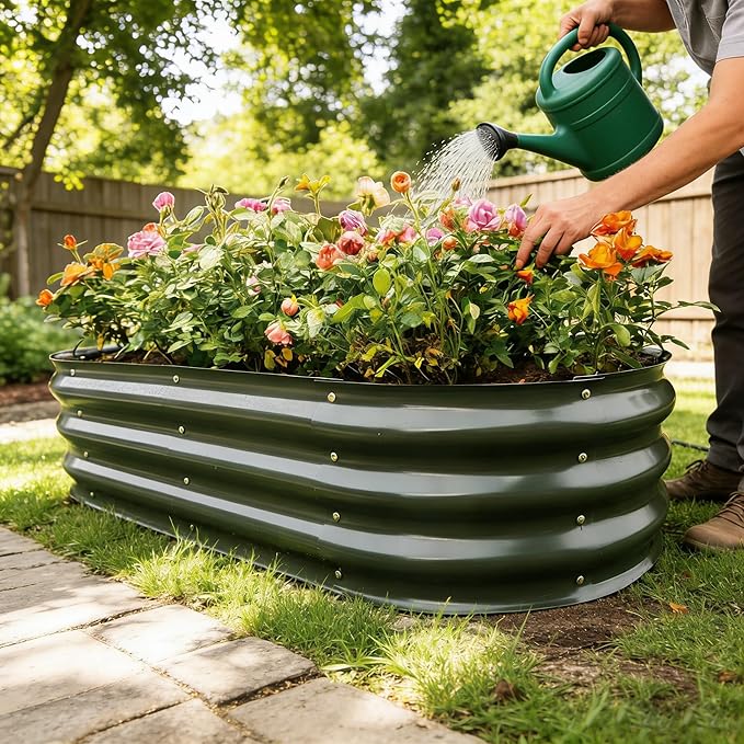 Gardmax 2 Pack Galvanized Raised Garden Bed, Lightweight Planter Boxes Outdoor with Easy Assembly, Large Garden Bed for Vegetables, Fruits, Flower Dark Grey