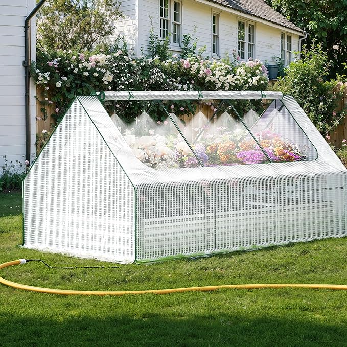 Raised Garden Bed with Self-Watering System, 8x4x1 ft Elevated Planter Boxes Outdoor with PE Cover, Galvanized Raised Beds for Gardening,Vegetables,Flowers, Backyard, Patio