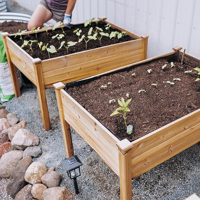 Backyard Expressions 48"x34" Raised Garden Bed - Elevated Wood Planter Box for Healthy Plant Growth, 440 lb Capacity - Natural Color