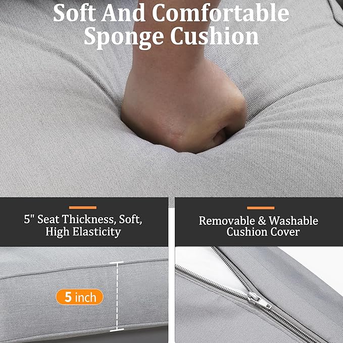 Kiss the Water Outdoor Patio Furniture Loveseat Sofa, All-Weather Metal Aluminum Patio Couch with 5" Thick and Soft Cushion and Wide Arm, Outdoor Couch for Balcony, Porch, Backyard