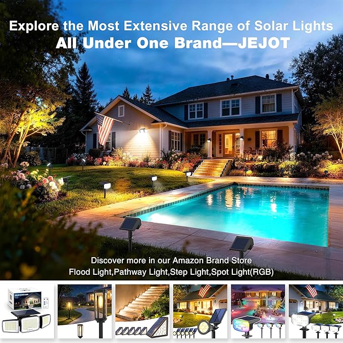 Solar Lights Outdoor Waterproof IP65, Super Bright LED,Cool Light 2 Lighting Modes Selectable, Solar Powered Yard Garden Solar Spot Lights for Outside Landscape Auto On/Off -8 Pack