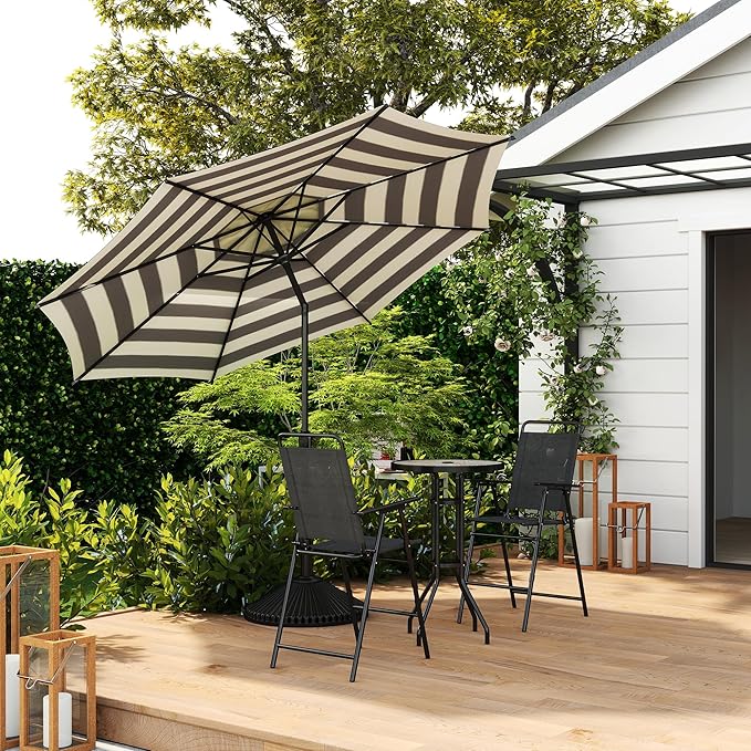 Abba Patio 9FT Lyon Outdoor Patio Umbrella Outdoor Table Umbrella with Push Button Tilt and Crank Market Umbrella 8 Sturdy Ribs UV Protection Waterproof for Garden Deck Backyard Pool, Black & Ivory