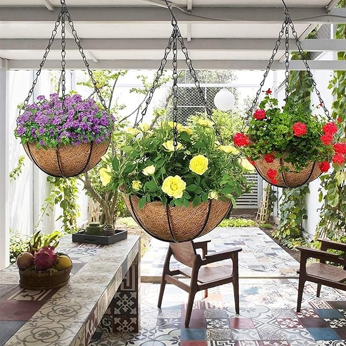 3 Pack, 20 Inch Hanging Baskets Chain, Hanging Chains with Hooks Flower Pot Chain Replacement Plant Hangers for Planters, Bird Feeders and Lanterns (Hook, 3)