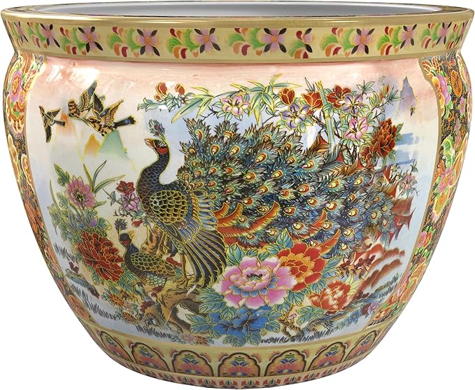 Red Lantern Large 22" Satsuma Porcelain Fishbowl Planter