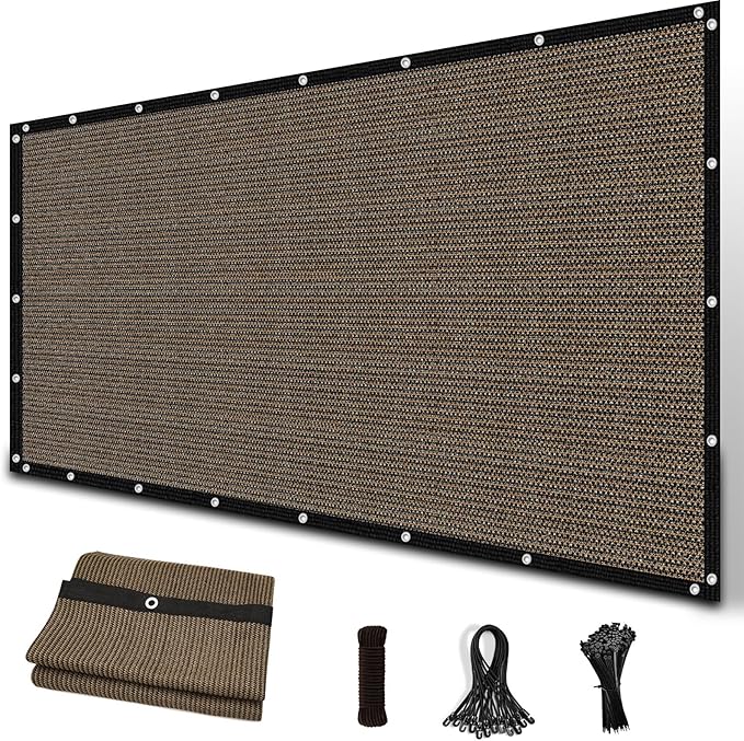 Amagenix 90% Sun Shade Cloth with Grommets, 8' x 10' Pergola Replacement Shade Cover Canopy Privacy Screen for Outdoor Patio Garden, Mocha (We Customized)