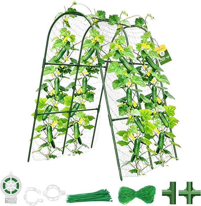 Cucumber Trellis for Raised Bed,U-Shape Garden Trellis for Climbing Plants Outdoor, Metal Arch Vegetables Trellis, Plant Support for Vine (Green, 31.5" Lx21.6 Wx47.2 H-Small)