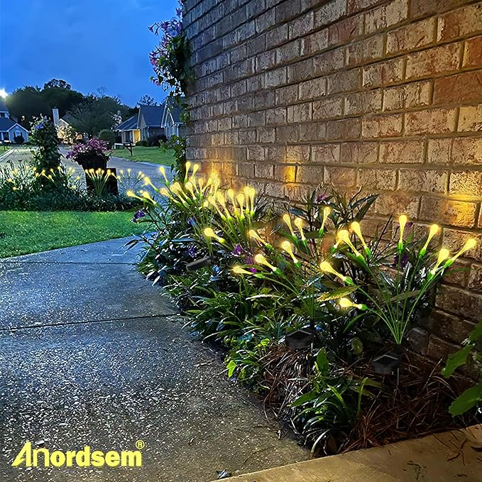 Anordsem Solar Garden Lights Outdoor: 8 Removable PVC Water Drop Light Head 4 Pack - Waterproof Garden Decoration for Yard Patio - Gardening Gifts for Homeowners Gardeners