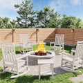 HDPE Rocking Chair Outdoor Set of 4 with 2 Side Table - Poly High Back Porch Rocker Chairs for Adults - All Weather Resistant Furniture for Patio Front Porch - White