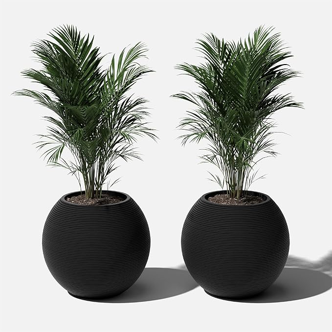 Veradek Strata Series Sphere Round Planter for Patio & Backyard | Durable Plastic-Stone Material | Modern Décor for Tall Trees and Plants