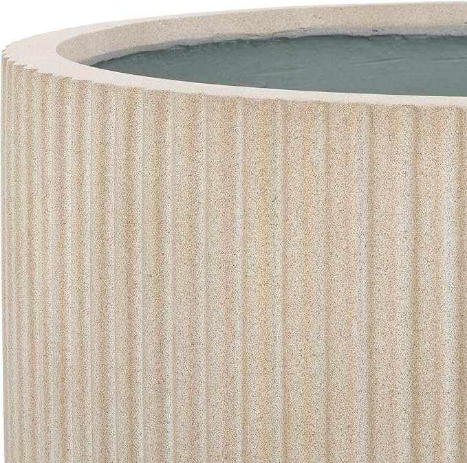 SAFAVIEH Outdoor Collection Lucca Beige Cement Ficonstone Planter Pot