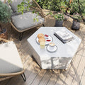 UPHA Outdoor Hexagon Coffee Table, Small Modern Minimalist Accent Tables, Low Light Concrete Center Table for Living Room, Outside Patio, Deck, 35×30.7×15, Off-White