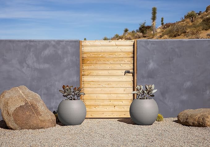 Veradek Strata Series Sphere Round Planter for Patio & Backyard | Durable Plastic-Stone Material | Modern Décor for Tall Trees and Plants
