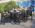 AMERLIFE 7-Piece HDPE Outdoor Dining Set with Umbrella Hole, 71" L Patio Table and Chairs Set for 6, Modern Garden Dining Set for Backyard, Poolside, Seaside, Porch, Black
