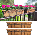 LaLaGreen Wall Mounted Planters - 30 Inch, 2 Pack Window Flower Pot Attach to House Outdoor, Balcony Plant Pot Over The Rail, Deck Railing Hanging Coco Liners, Metal Horse Troughs Fence Patio Porch