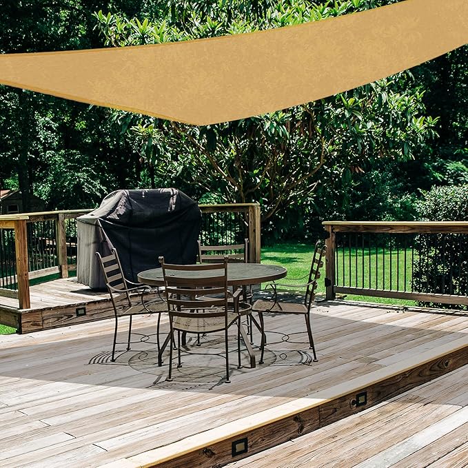 AsterOutdoor Sun Shade Sail Triangle 16' x 16' x 16' UV Block Canopy for Patio Backyard Lawn Garden Outdoor Activities, Sand