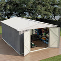 Devoko 10x12 FT Outdoor Storage Shed, Large Metal Storage Sheds with Lockable Door, Utility Garden Tool Shed with Sloping Roof, Outside Steel Storage Sheds for Patio Lawn Backyard, Gray