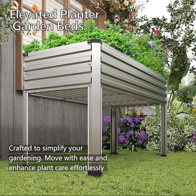 Galvanized Raised Garden Bed with Legs,2PCS 48×24×30in Elevated Planter Box for Backyard,Outdoor Garden, Patio, Balcony, 350lb Capacity,Silver