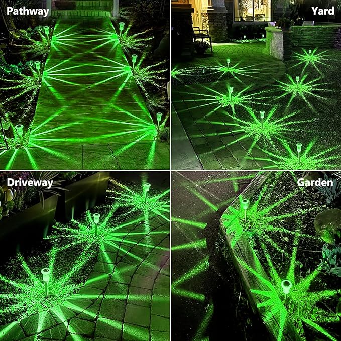 St Patricks Day Decorations Solar Lights Outdoor 10 Pack Solar Pathway Lights Green Halloween Decorations Waterproof Yard Lighting for Driveway Garden Walkway Path Landscape Lawn