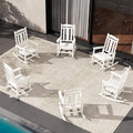 SERWALL Outdoor Rocking Chair Set of 6, Patio Rocking Chair Sets, HDPE Rocking Chair for Adults, White