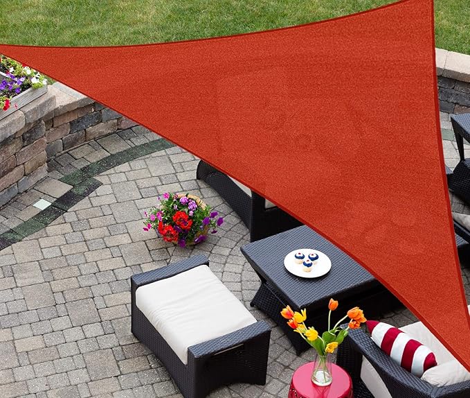 AsterOutdoor Sun Shade Sail Triangle 12' x 12' x 12' UV Block Canopy for Patio Backyard Lawn Garden Outdoor Activities, Terra