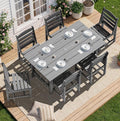SERWALL Patio Dining Sets for 6 Person, HDPE Dining Set with 6 Armless Chairs, Gray