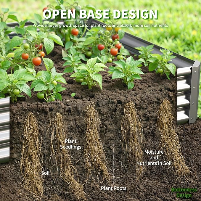 Galvanized Raised Garden Bed,Outdoor Planter Box Metal Patio Kit Planting Bed for Vegetables Flowers Herb (Galvanized, 6x3x1ft-2p)