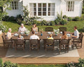 SERWALL Patio Dining Sets for 10 Person, HDPE Dining Set with 2 Tables, 8 Armless Chairs and 2 Armed Dining Chairs, Brown