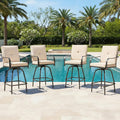 Patio Swivel Bar Stools Set of 4, Outdoor Bar Height Swivel Chairs with Cushions for Garden Balcony Backyard, Beige