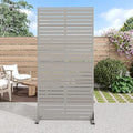 Casaphoria Metal Privacy Screen Outdoor, 72" H x 35" W Freestanding Decorative Privacy Screen for Patio Deck Balcony Garden with Stable Base, Grey-Louvered