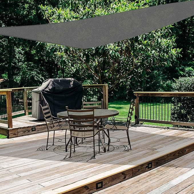 AsterOutdoor Sun Shade Sail Triangle 10' x 10' x 10' UV Block Canopy for Patio Backyard Lawn Garden Outdoor Activities, Graphite