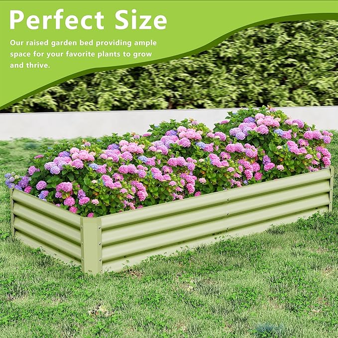 2PCS 6x3x1FT Galvanized Raised Garden Bed, Galvanized Planter Raised Garden Boxes Outdoor, Large Metal Raised Garden Beds for Vegetables-Green
