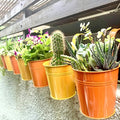 LaLaGreen Railing Planter - 10 Pack, 4 Inch Hanging Wall Herb Planters for Outdoor Plants Orange Metal Hanging Flower Pot Yellow Deck Planters Outdoor Rail Garden Balcony Porch Macetas Colgante Pared