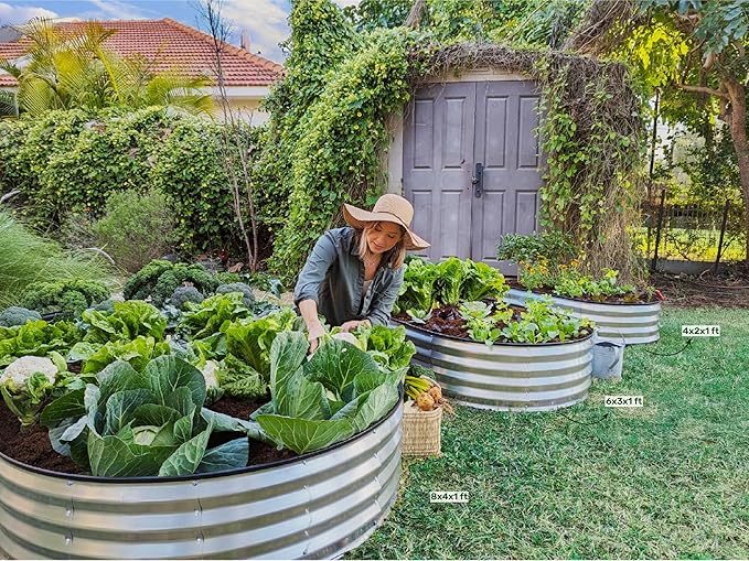 Plant & Plot Galvanized Raised Garden Beds Outdoor // 8×4×1 ft (2-Pack) Planter Raised Beds for Gardening, Vegetables, Flowers // Large Metal Garden Box // Patented Tool-Free Design (Silver)
