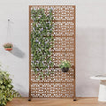 Casaphoria Metal Privacy Screen Outdoor, 72" H x 35" W Freestanding Decorative Privacy Screen for Patio Deck Balcony Garden with Stable Base, Brown-Perilla