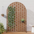 Casaphoria 72" H x 47" W Arched Metal Privacy Screen - Elegant Freestanding Outdoor Screen for Deck, Patio & Balcony - Versatile Decorative Privacy Panels for Home & Garden Use (Brown-Square)