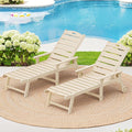 LUE BONA Outdoor Chaise Lounge Chairs Set of 2, HDPS Chaise Lounger, 5 Positions Adjustable Lounge Chairs, Pool Lounge Chair with Wheels for Poolside, Sand