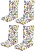 SERWALL HDPE Outdoor Rocking Chair Cushion Set of 4, Memory Foam Cushion Flowers Pattern