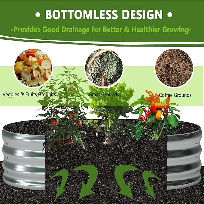 8x4x1ft(2 Pack) Galvanized Oval Raised Garden Bed,Outdoor Planter Box Metal Patio Kit Planting Bed for Vegetables Flowers Herb,Silver