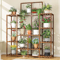 EnHomee Plant Stand Indoor Wood Plant Stand Outdoor Tiered Plant Shelf for Multiple 16-21 Potted Plants for Living Room Patio Balcony Yard Garden 44.9" W x 11.8" D x 62.2" H