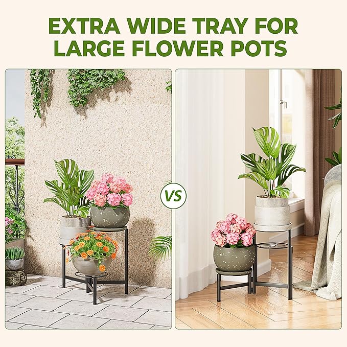 3 Tier Plant Stand Outdoor Tall Metal Corner Plant Stand for Patio Garden Balcony Living Room Bedroom Indoor Tiered Plant Shelf Black Kite