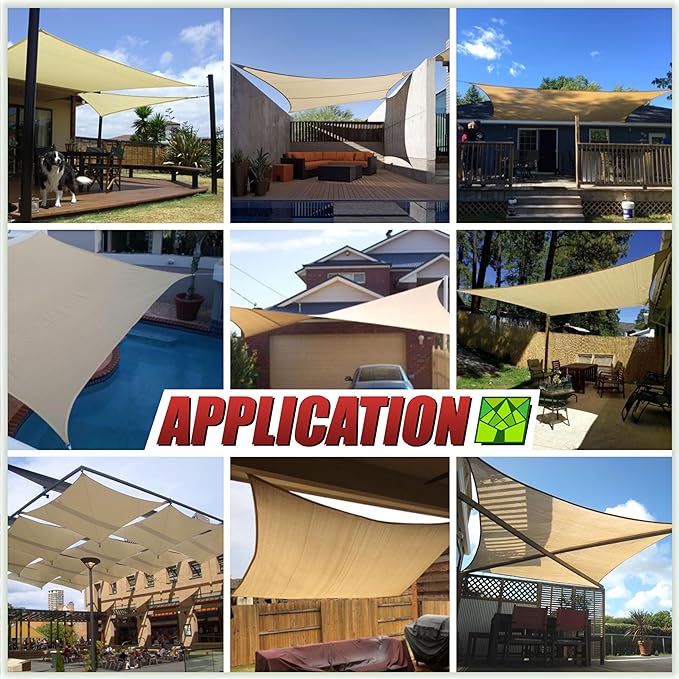 ColourTree TAPR1616 Custom Size 6' x 14' Grey Sun Shade Sail Canopy UV Block UPF50 Rectangle - Commercial Standard Heavy Duty - 190 GSM - 3 Years Warranty