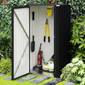 Devoko 22 Cuft Lockable Metal Storage Shed, Vertical Indoor Outdoor Tool Cabinet with Non-Adjustable Shelves for Patio Garden Backyard, Black