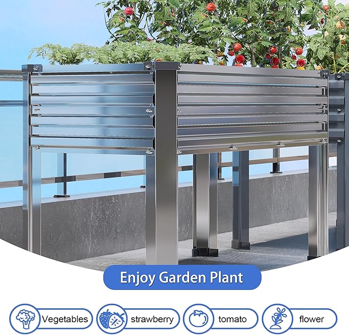 Galvanized Raised Garden Bed with Legs,48×18×30in Elevated Planter Box for Backyard,Outdoor Garden, Patio, Balcony, 300lb Capacity,Silver