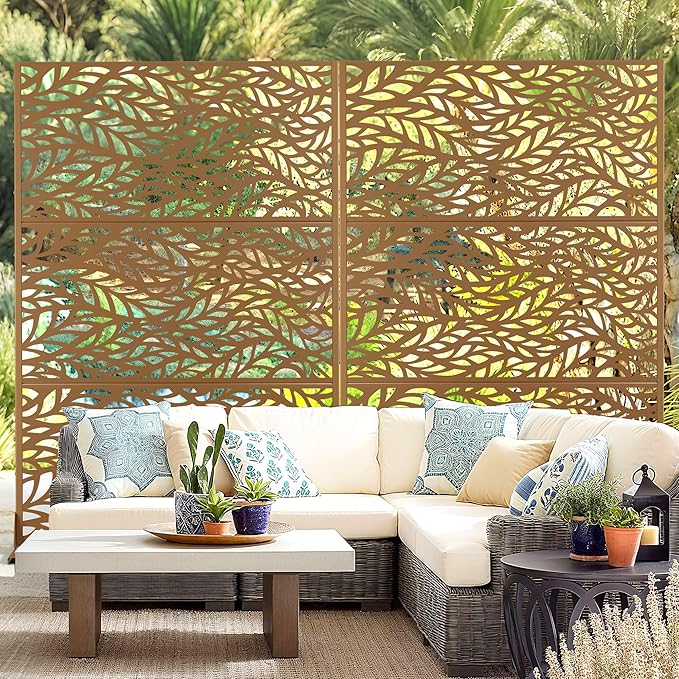Outdoor Privacy Screen,72" H×47" W Metal Privacy Screen, Freestanding Privacy Fence Panels for Patio